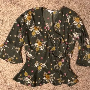 Olive blouse with side tie
